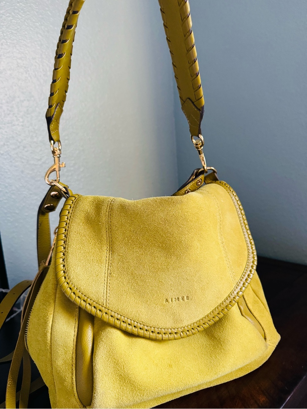 Aimee Kensterberg All for Love Suede crossbody Braided-Trim Shoulder Bag
